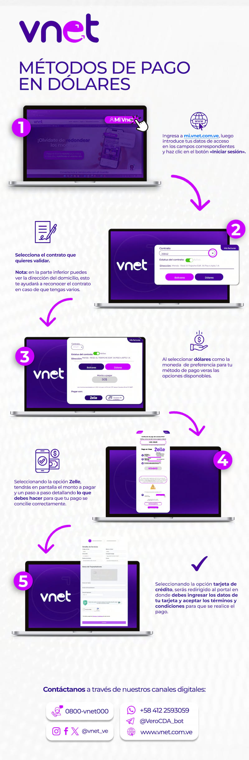 Infografia metodos de pago dolares Vnet